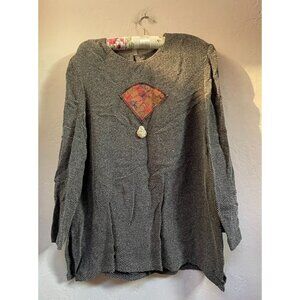 New Creative Accents Designed by Aimee & Reubin Herringbone Blouse Large Black